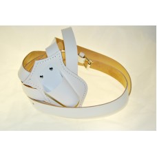 Double Strap Leather Parade Carrying Belt (White)